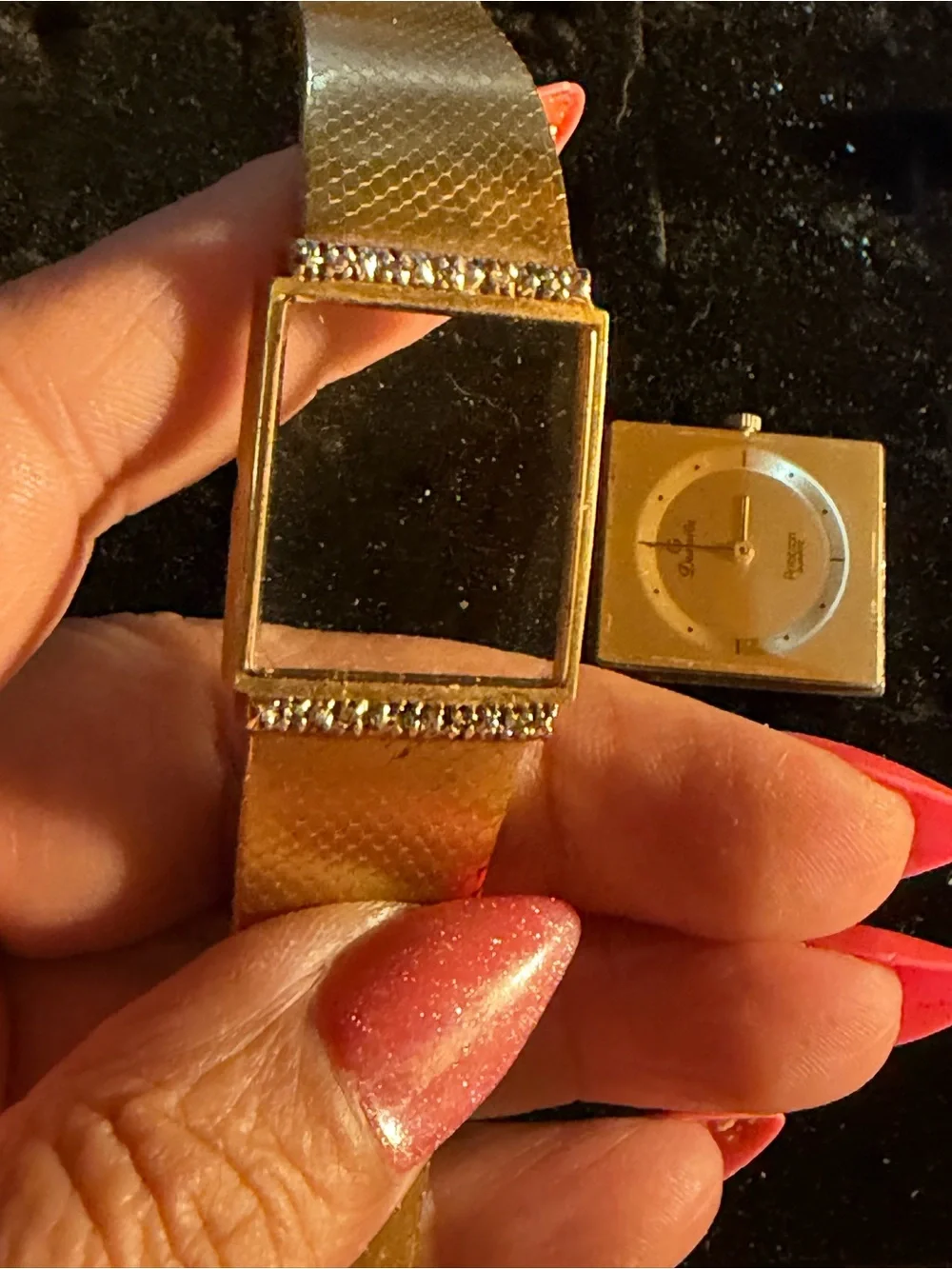 VTG Armitron Gold plated Square Dial Dress Watch